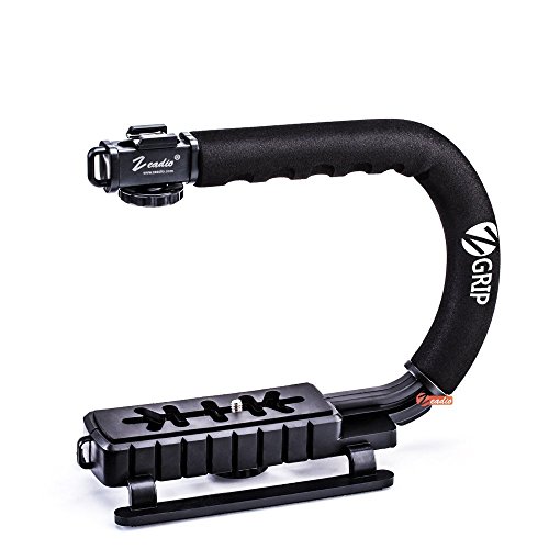 Zeadio Video Action Stabilizing Handle Grip Handheld Stabilizer with Hot-Shoe Mount for Canon Nikon Sony Panasonic Pentax Olympus DSLR Camera Camcorder